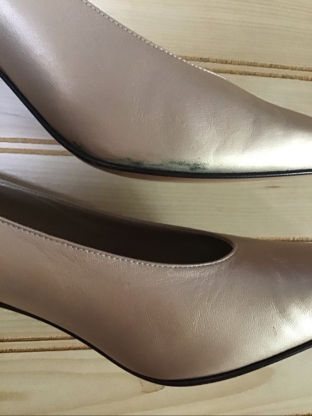 Vintage St.John Pale Gold Italian Leather Turin Metallic Gold Square Toe 7‎ 1/2B - Picture 14 of 15